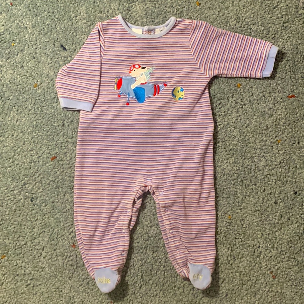 Vintage Velour Striped Onesie